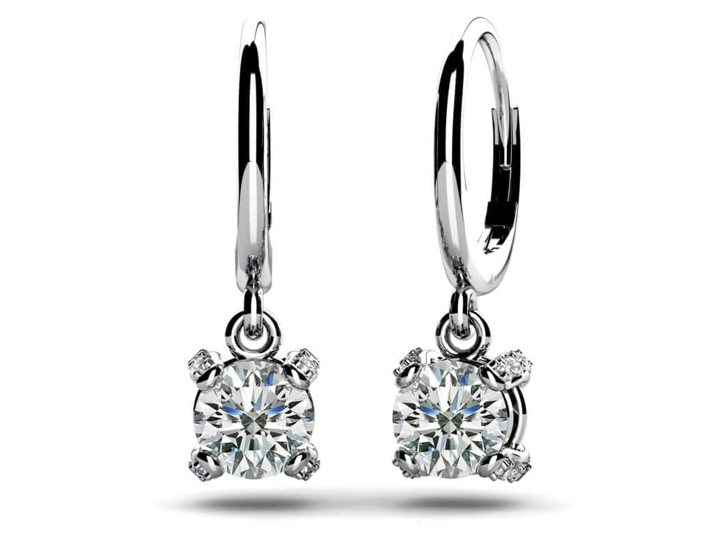 Royal Four Prong Diamond Drop Earrings Diamond with 0.66 ct.(finished) 1.0mm, 4.0mm